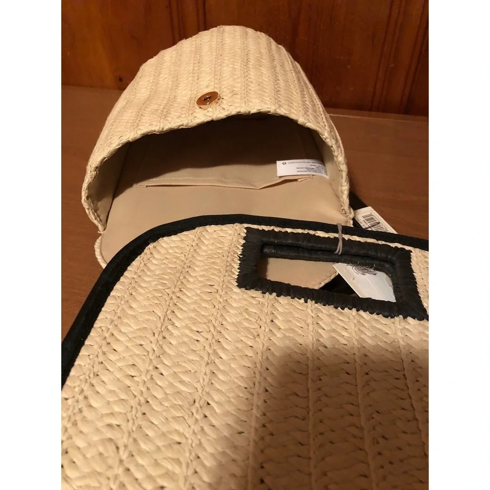 A New Day Women's Woven Straw Basket Mini Backpack/ Cut Out Handle Clutch Set